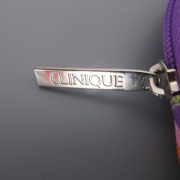 Clinique Cosmetic Bag Mode Colorful Retro Floral Multicolor Canvas 9" x 7"x 2.5" - Picture 3 of 7